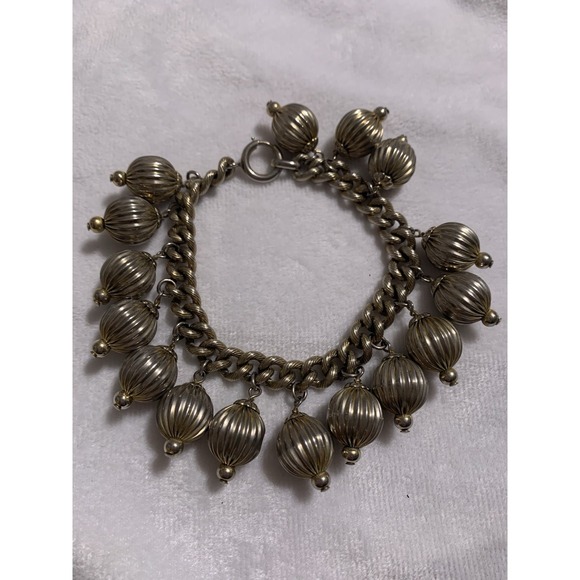 Napier Jewelry - VINTAGE 1950's Gold Tone Chunky Ball Bracelet Dangles Rare Napier Tag